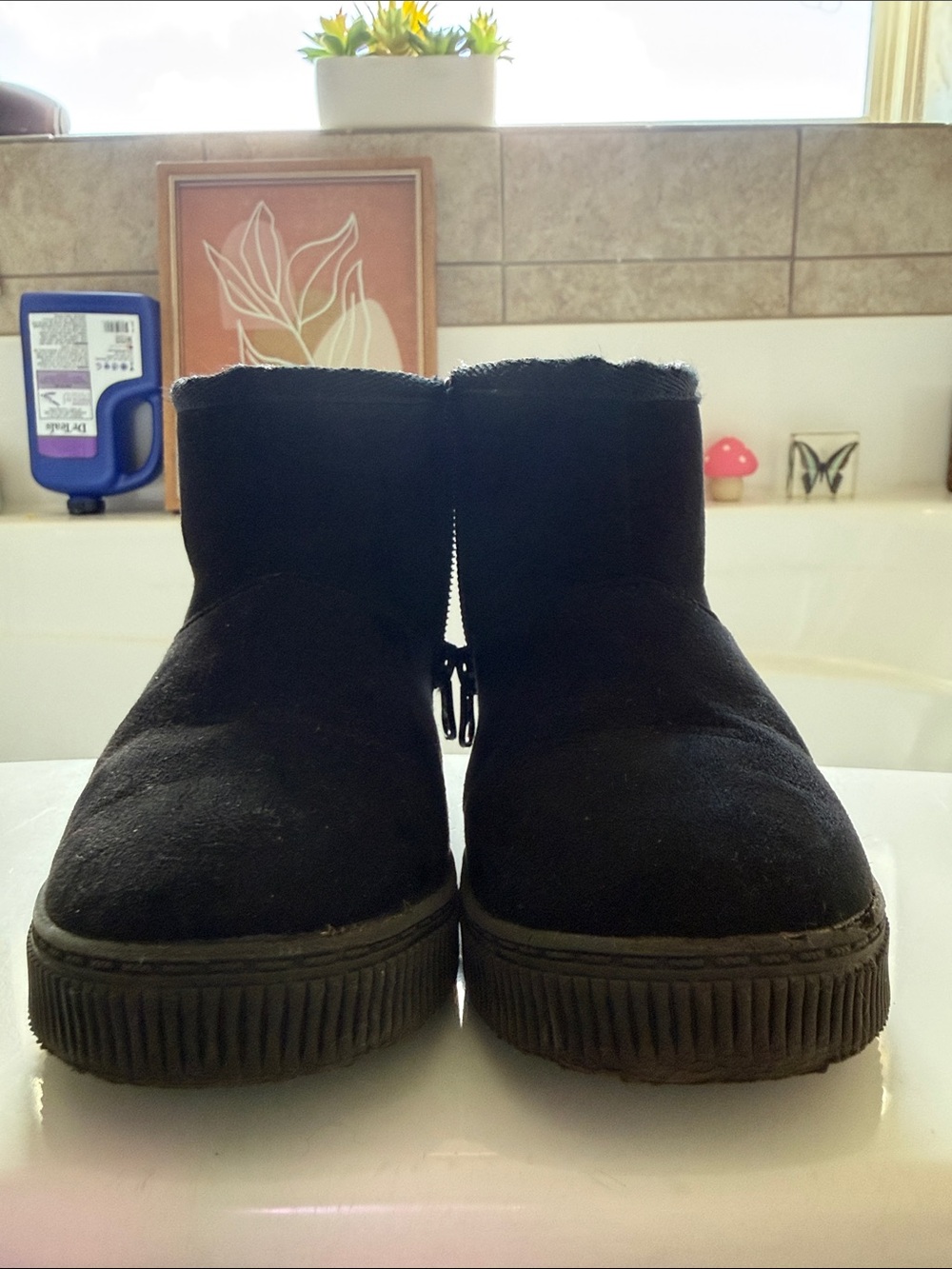 Cat & Jack Black Kids Faux Fur Winter Boots